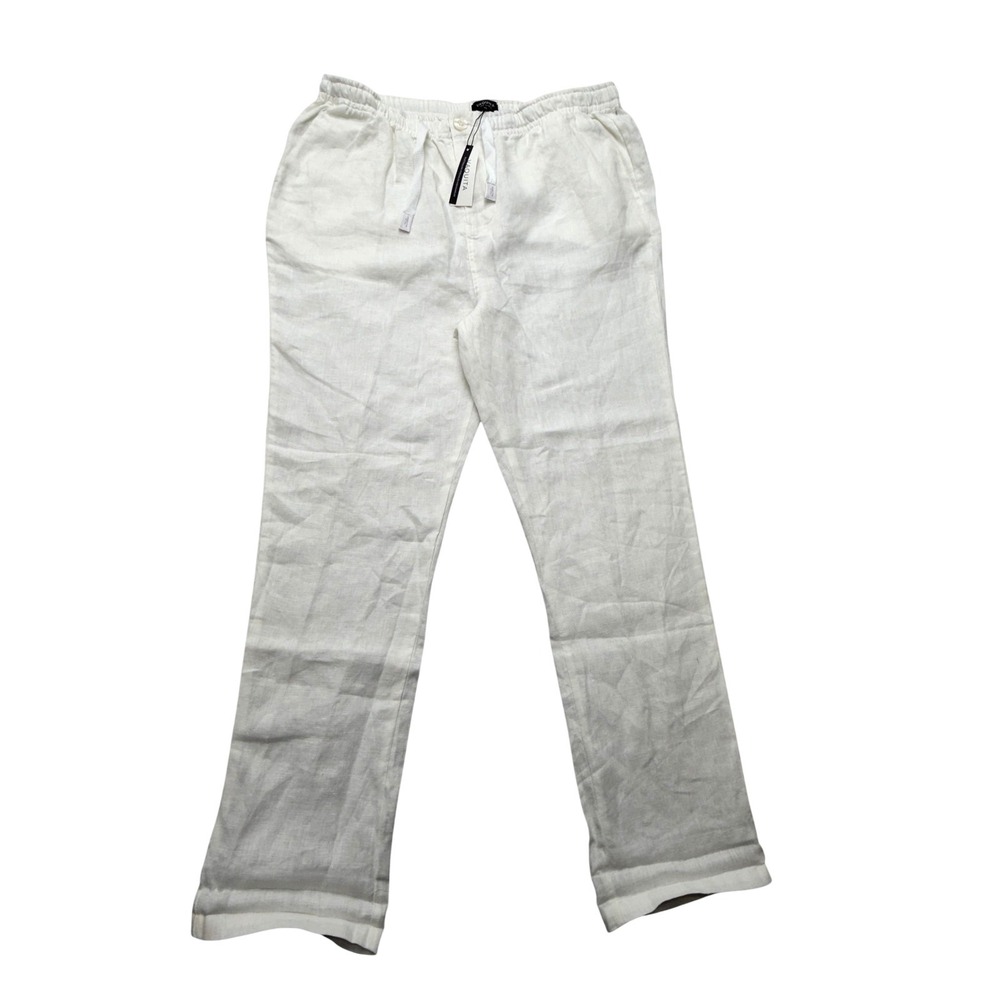 Vaquita The Label Linen Pants Mens 2XL White Elastic Waist Drawstring Casual